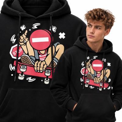 BLUZA Z KAPTUREM ANIMOWANA  STOP SIGN SKATER